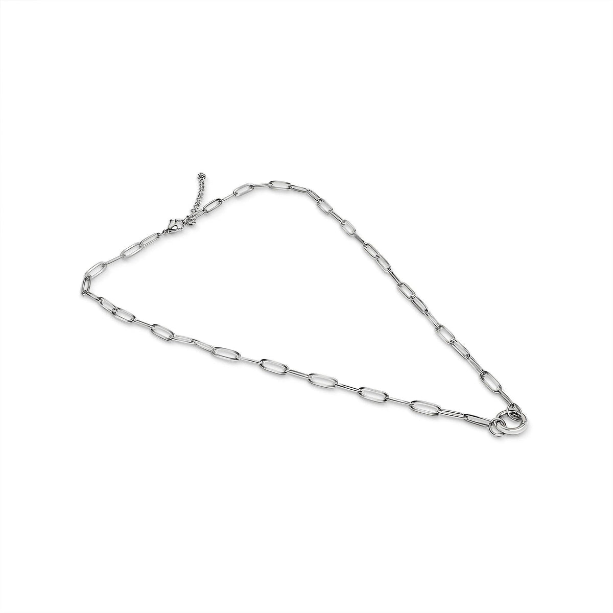 Stainless Steel Paperclip Carabiner Charm Holder Necklace: Gold / 16"+2" WJW