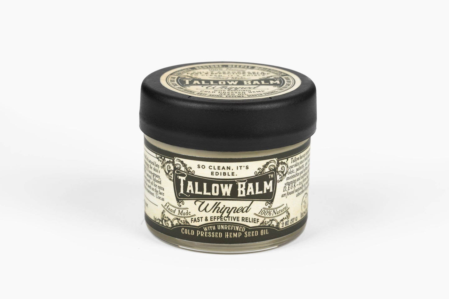 Tallow Balm-- Whipped w/Hemp Seed Oil - Glass Container