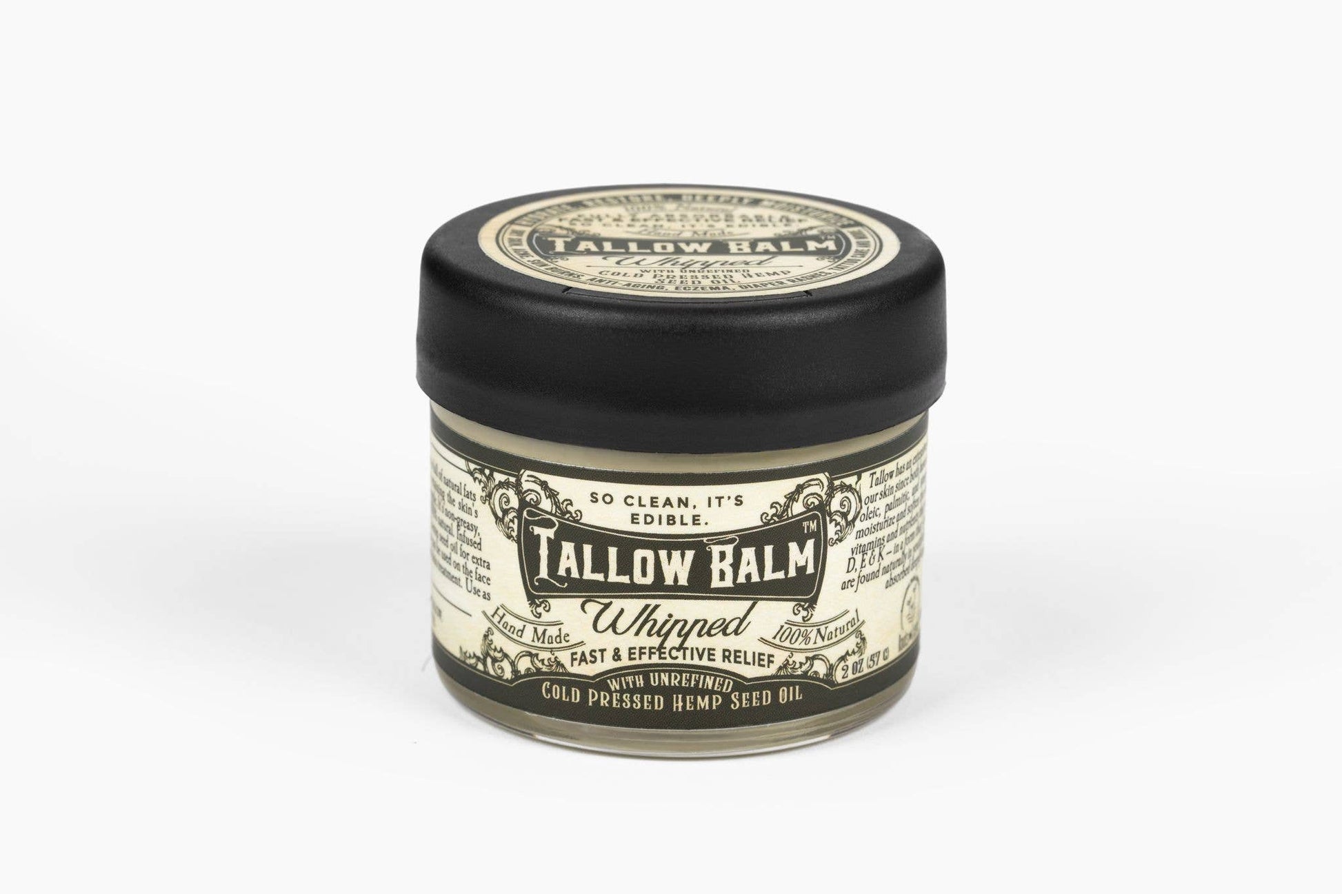 Tallow Balm-- Whipped w/Hemp Seed Oil - Glass Container