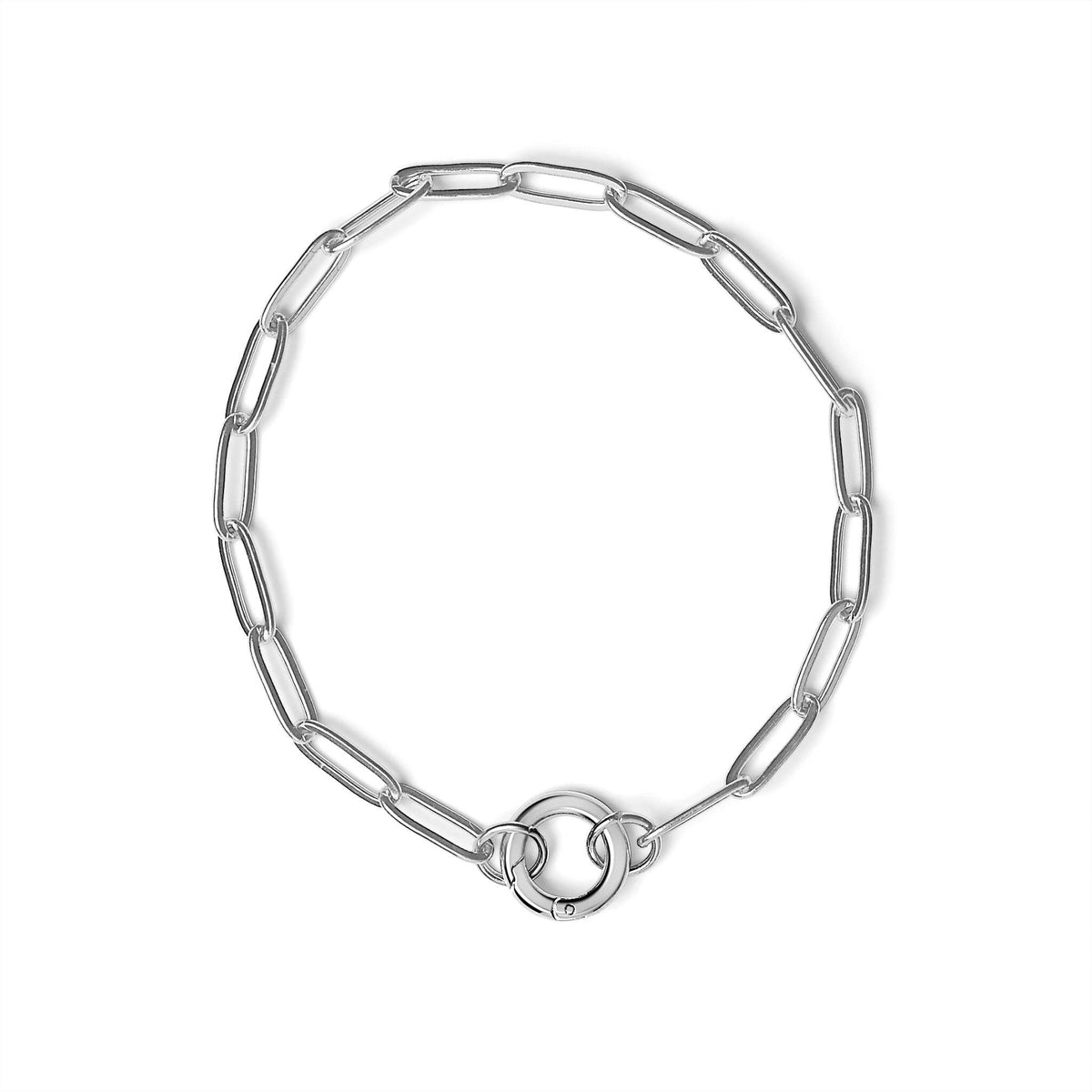 Stainless Steel Paperclip with Charm Keeper Chain Bracelet: Gold / 7.5" WJW
