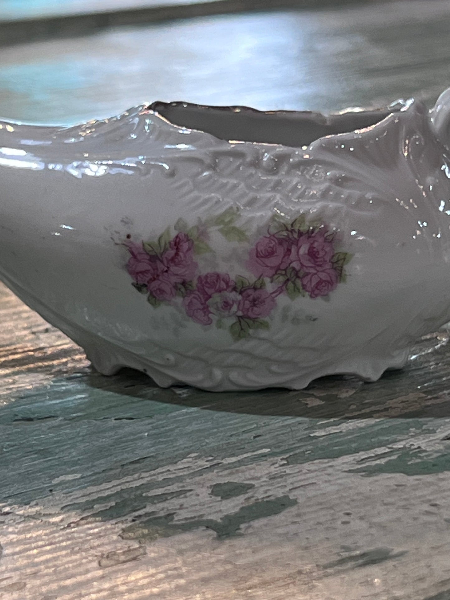 Antique Baby Invalid Feeder Cup Pink Green Gold Porcelain 195/7528B