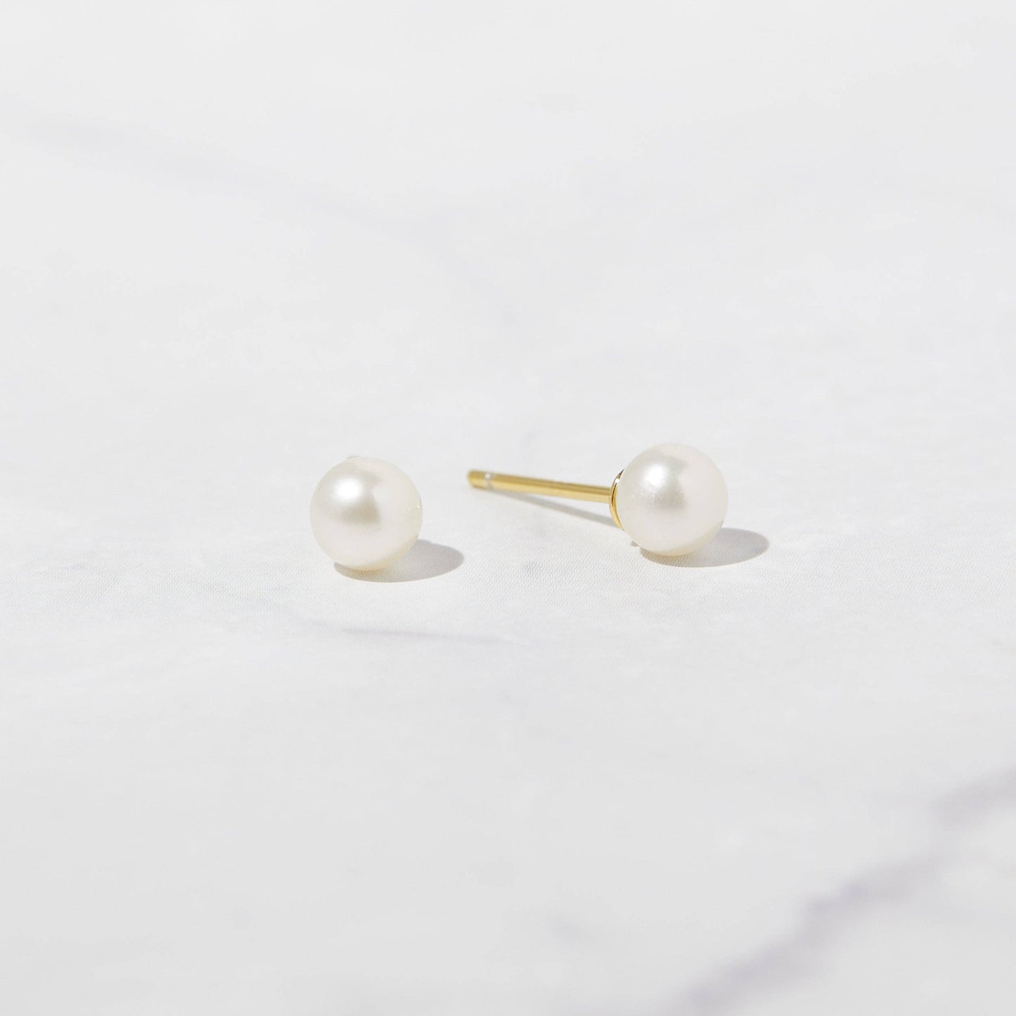 Freshwater Pearl Studs: 925Sterling/14KT Gold