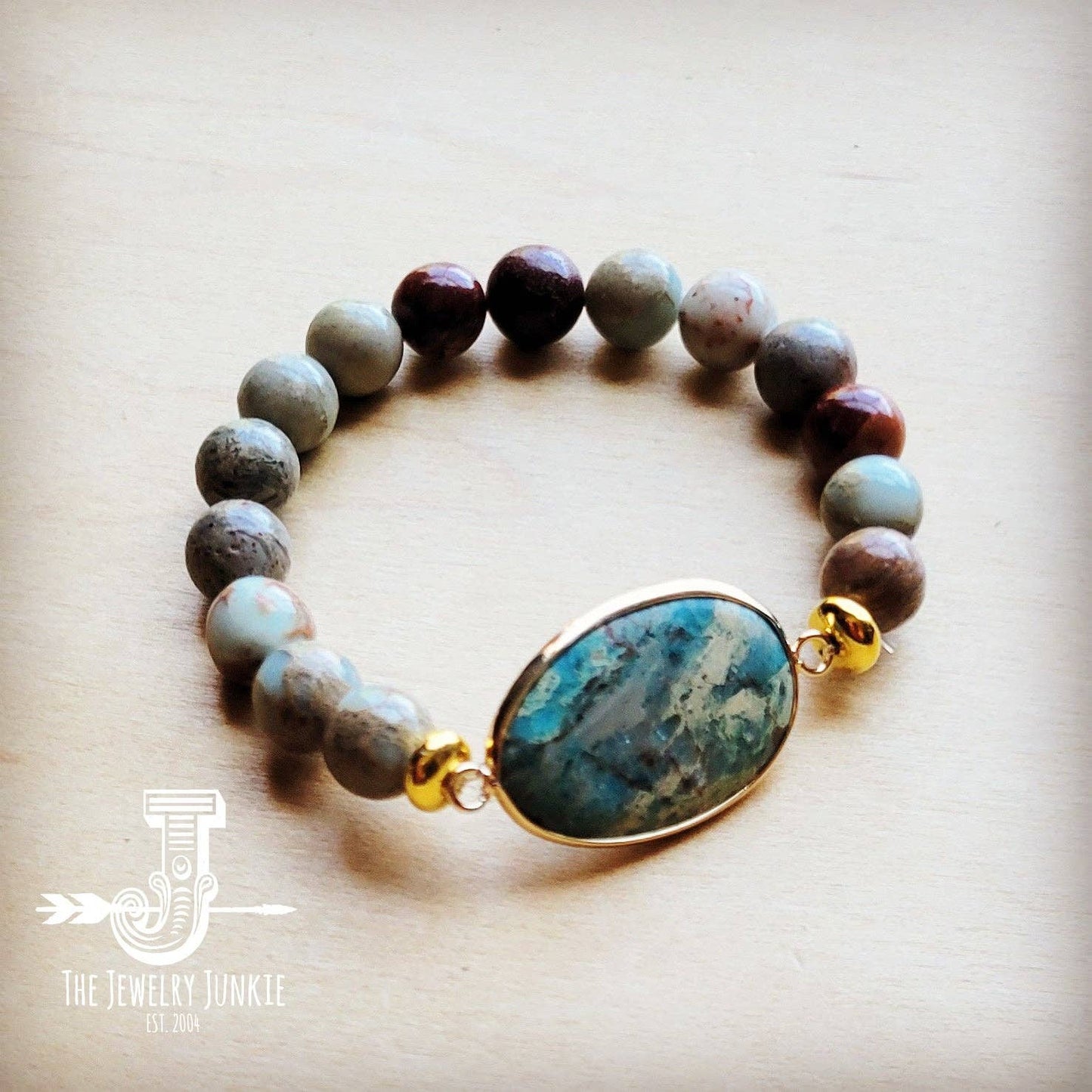 Aqua Terra Beaded Bracelet with Center Accent 809n: Blue