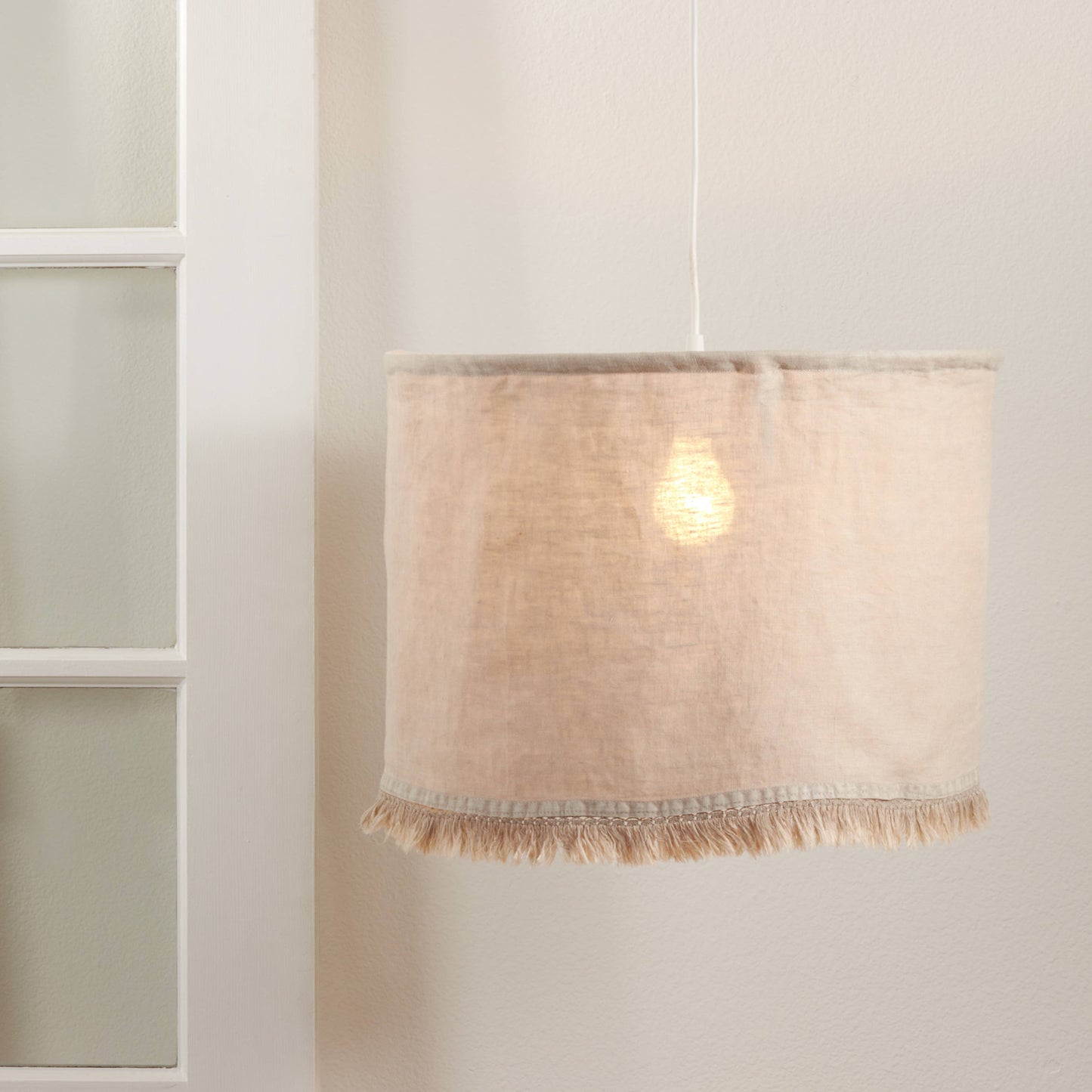 Stonewashed Fringe Lamp Shade: Natural / 12"x18"