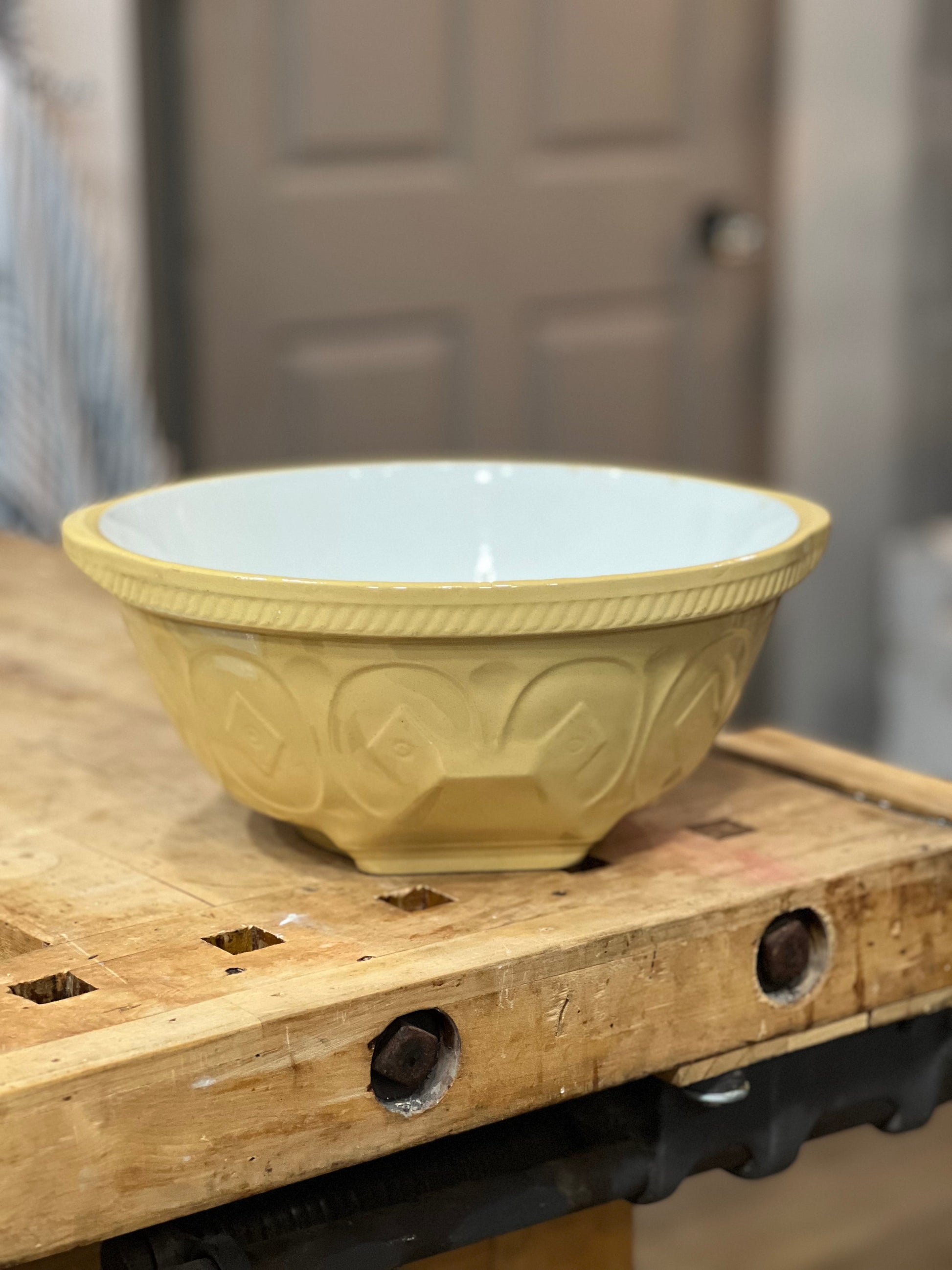 Antique T.G. Green Church Gresley Yellowware "Gripstand" Mixing Bowl The Mustard Seed Collection, The Seed