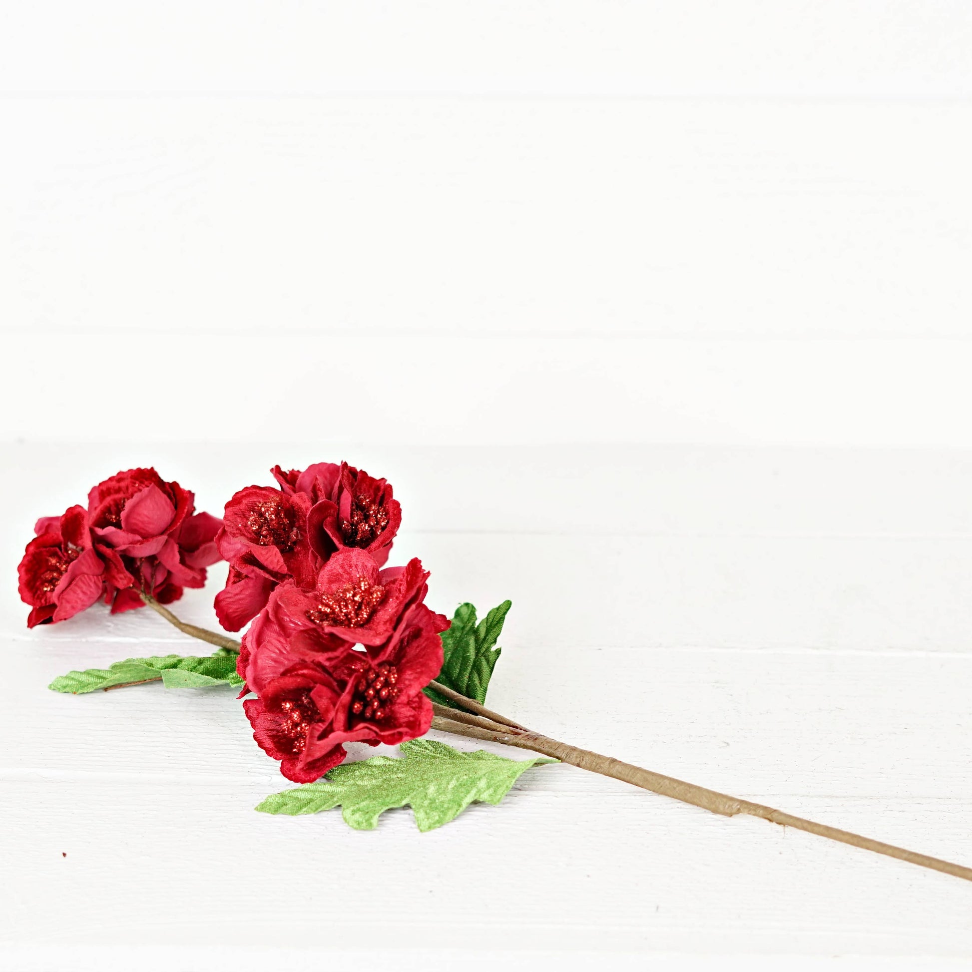 23in Velvet Cluster Hydrangea Spray-RED