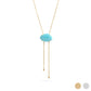 18K Gold PVD Stainless Steel Turquoise Charm Bolo Necklace: Stainless WJW