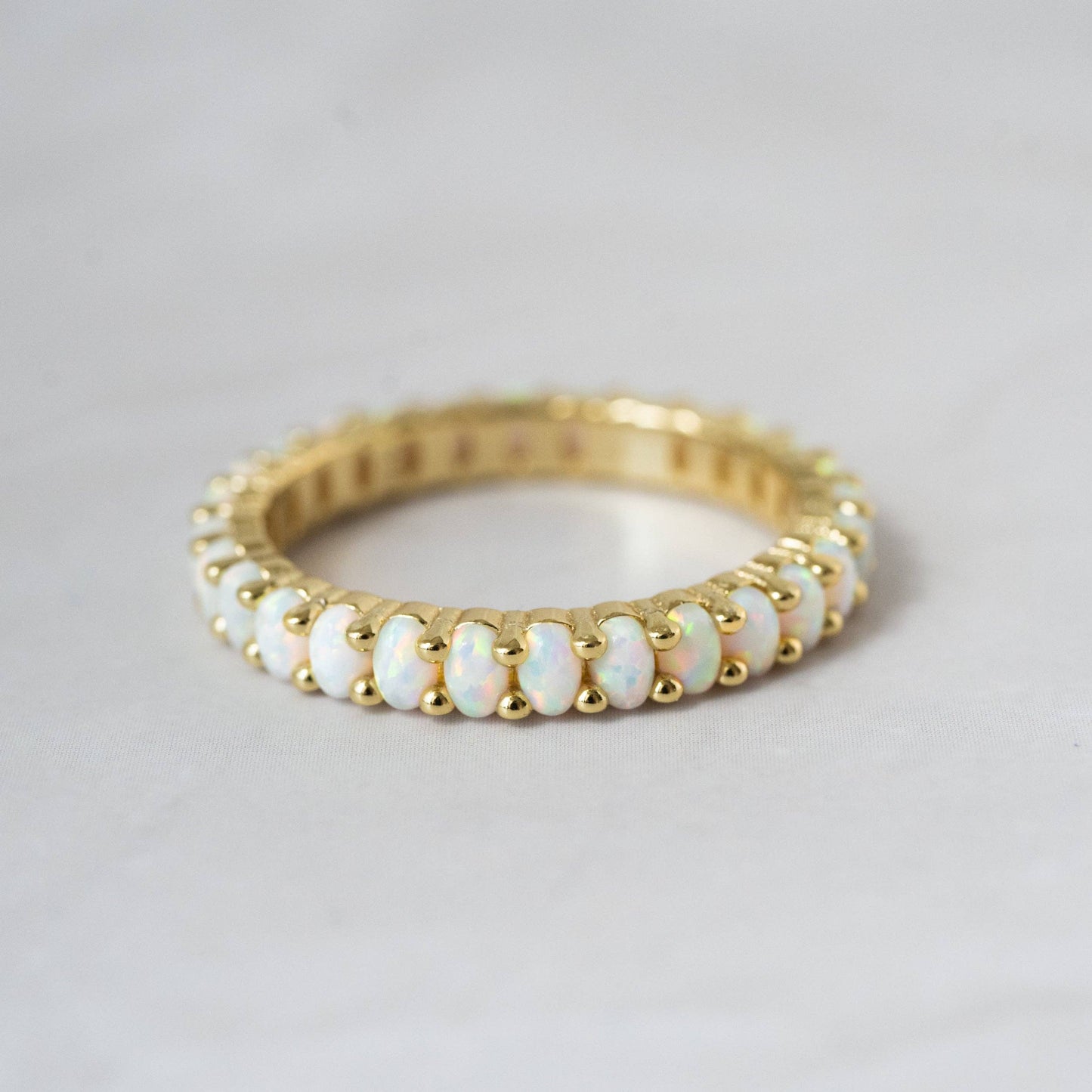 Opal Eternity Ring: Gold / 8