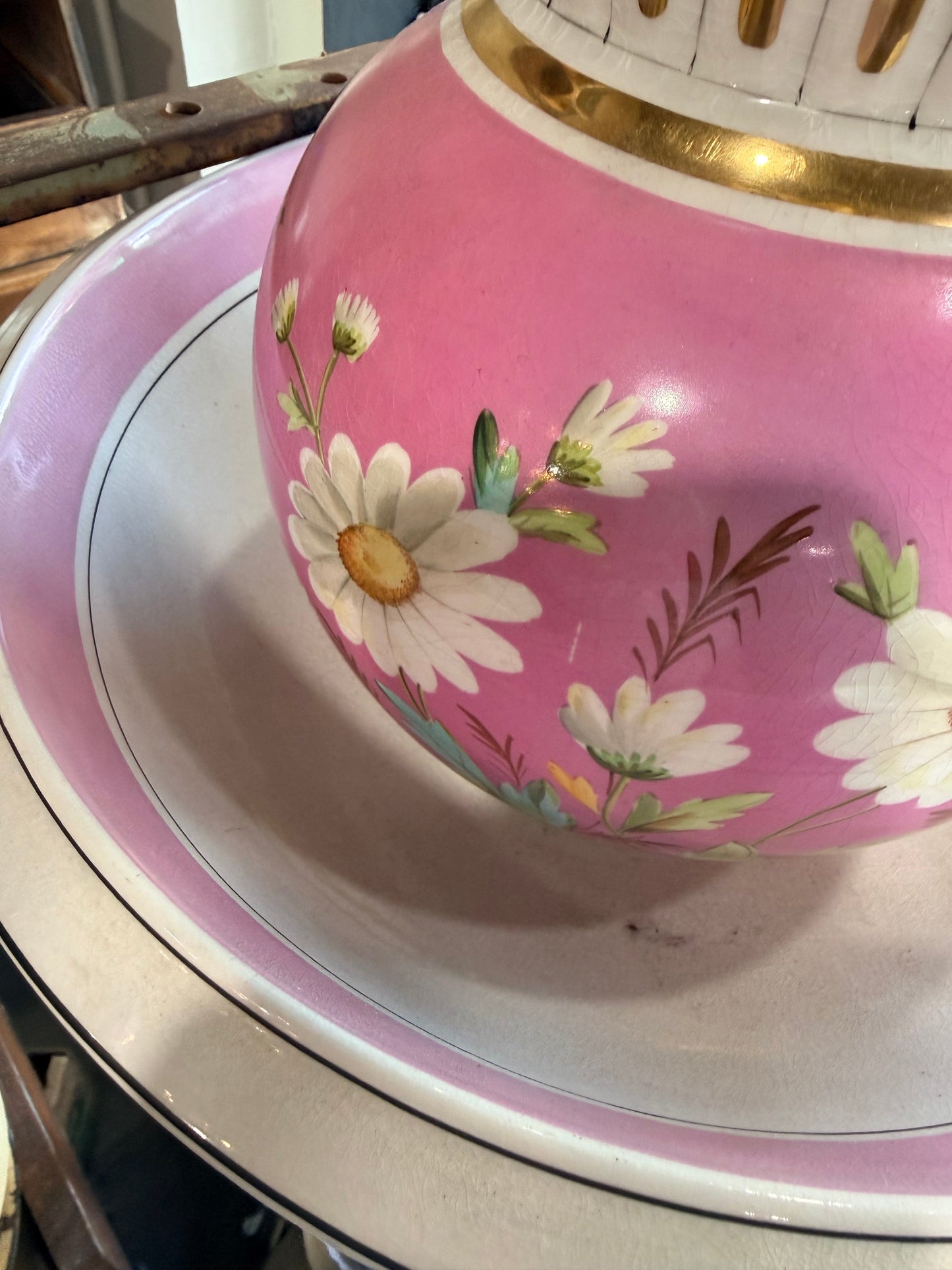 Pitcher Bowl Set Pink Teal Lawleys Norfolk Stoke Pottery Wilkinson England LTD 300 L
