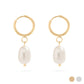 18K Gold PVD Freshwater Pearl Huggie Hoop Earrings: Gold WJW