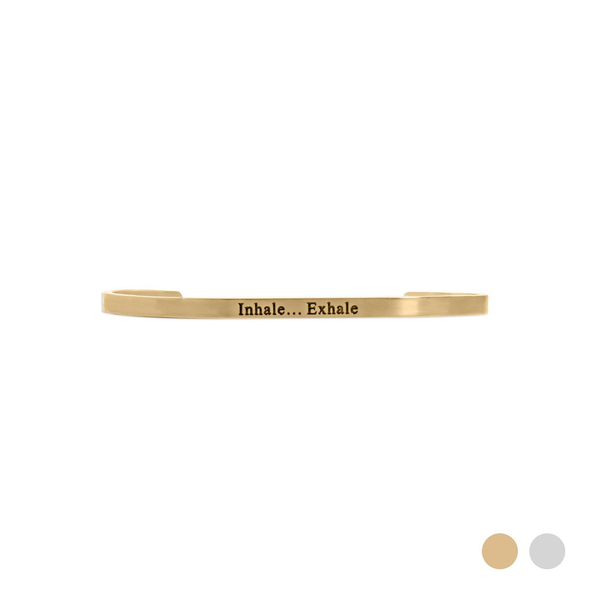 18K Gold PVD Stainless Steel Inhale Exhale Engraved Bracelet: Gold WJW