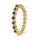 18k Gold PVD Coated Beaded Stainless Steel CZ Stacking Ring: Black / 10 WJW
