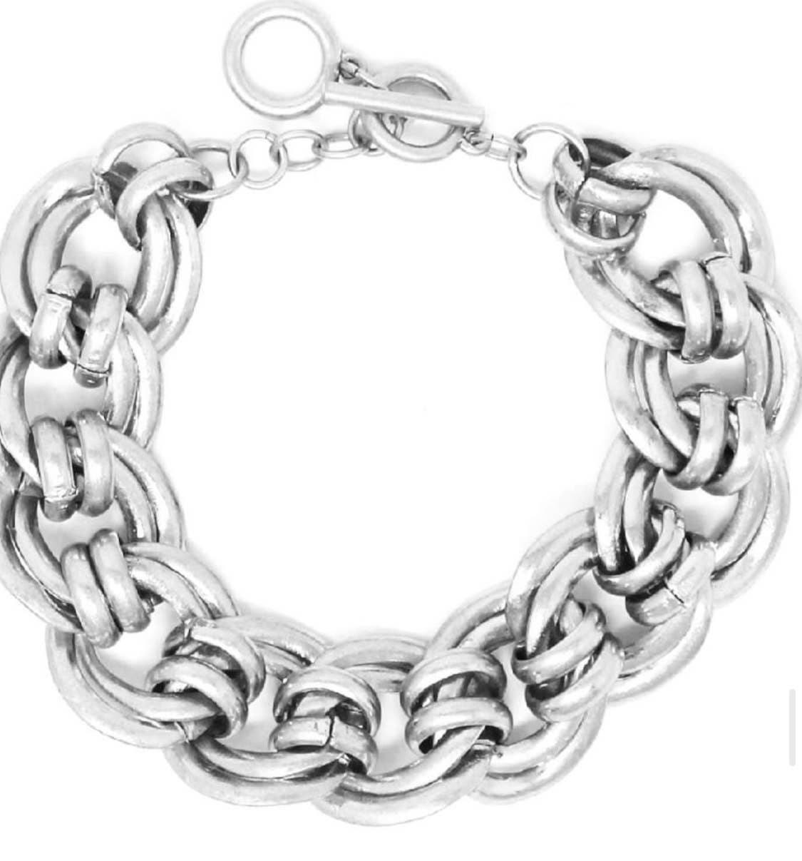 Bracelet Large Link w/Toggle Matte Silver