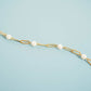 18K Gold PVD Station Glass Pearl Paperclip Chain Bracelet: Gold WJW