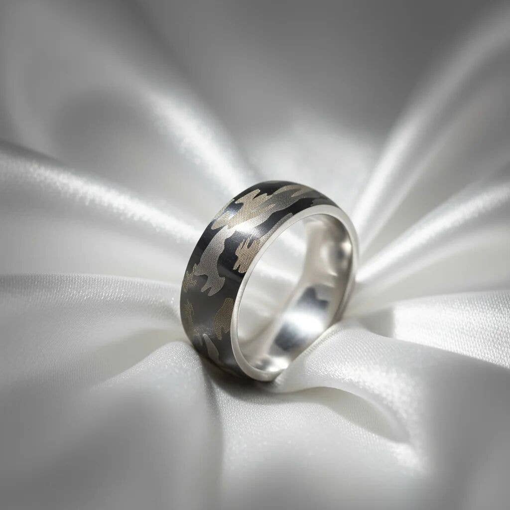 Stainless Steel Camouflage Blank Ring: 11 / 3mm WJW