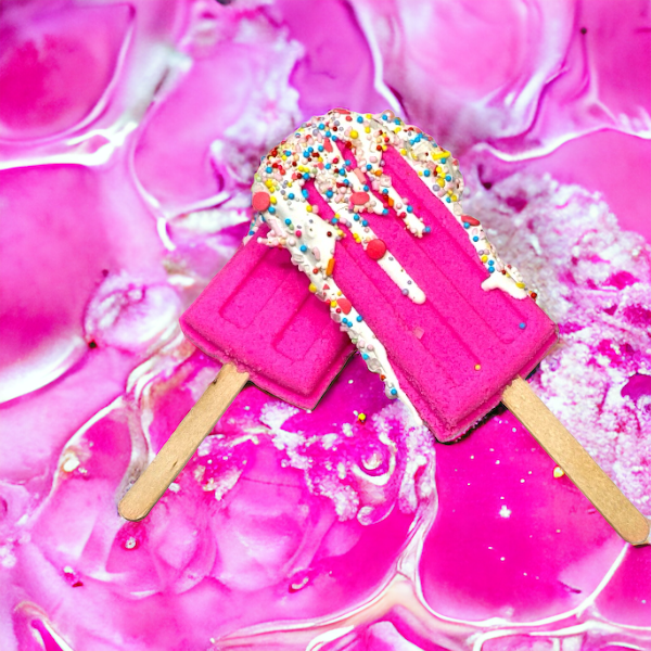 Popsicle Bath Bomb - Pink: Pink and White