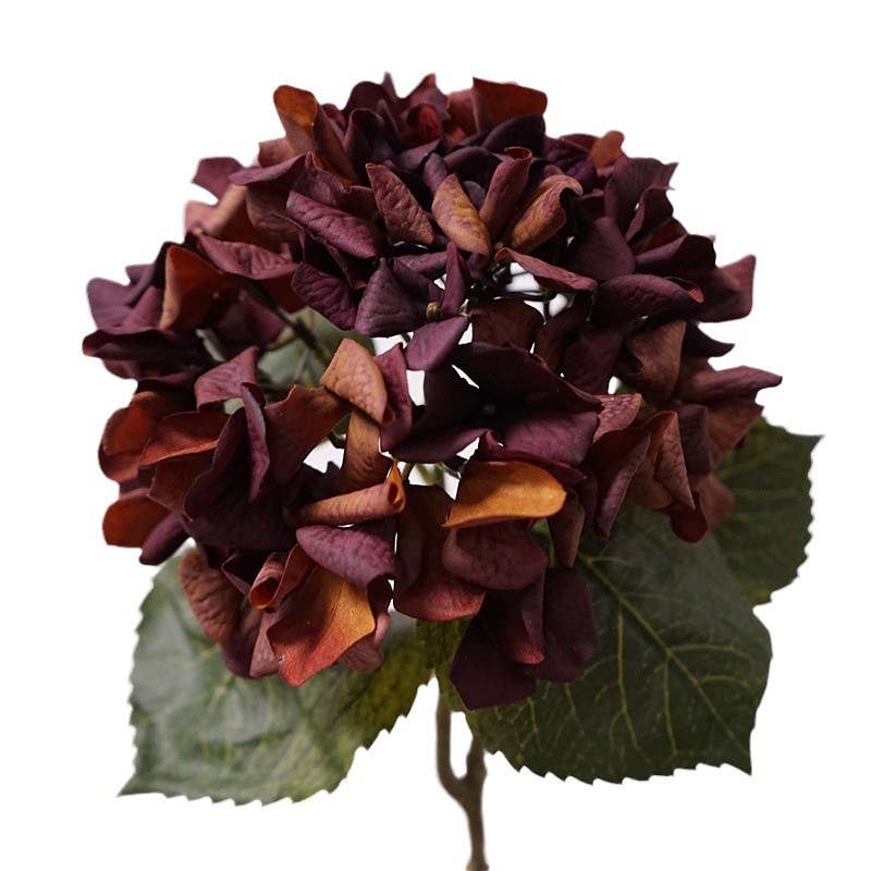 24"Lux Designer-Grade Ultra-Realistic Hydrangea–(7"Bloom): Elegant Brown