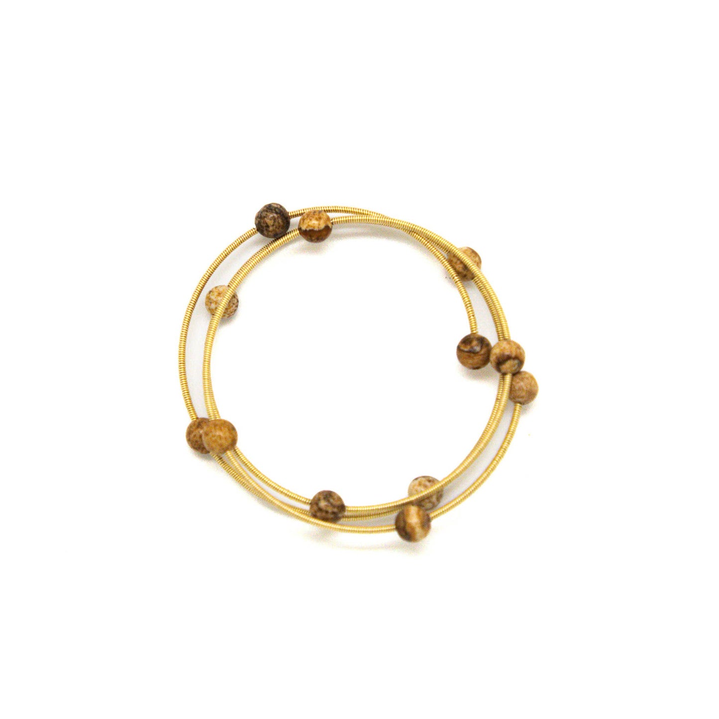 Bracelet Gold Wire Wrap w/ 6 mm Picture Jasper Bead