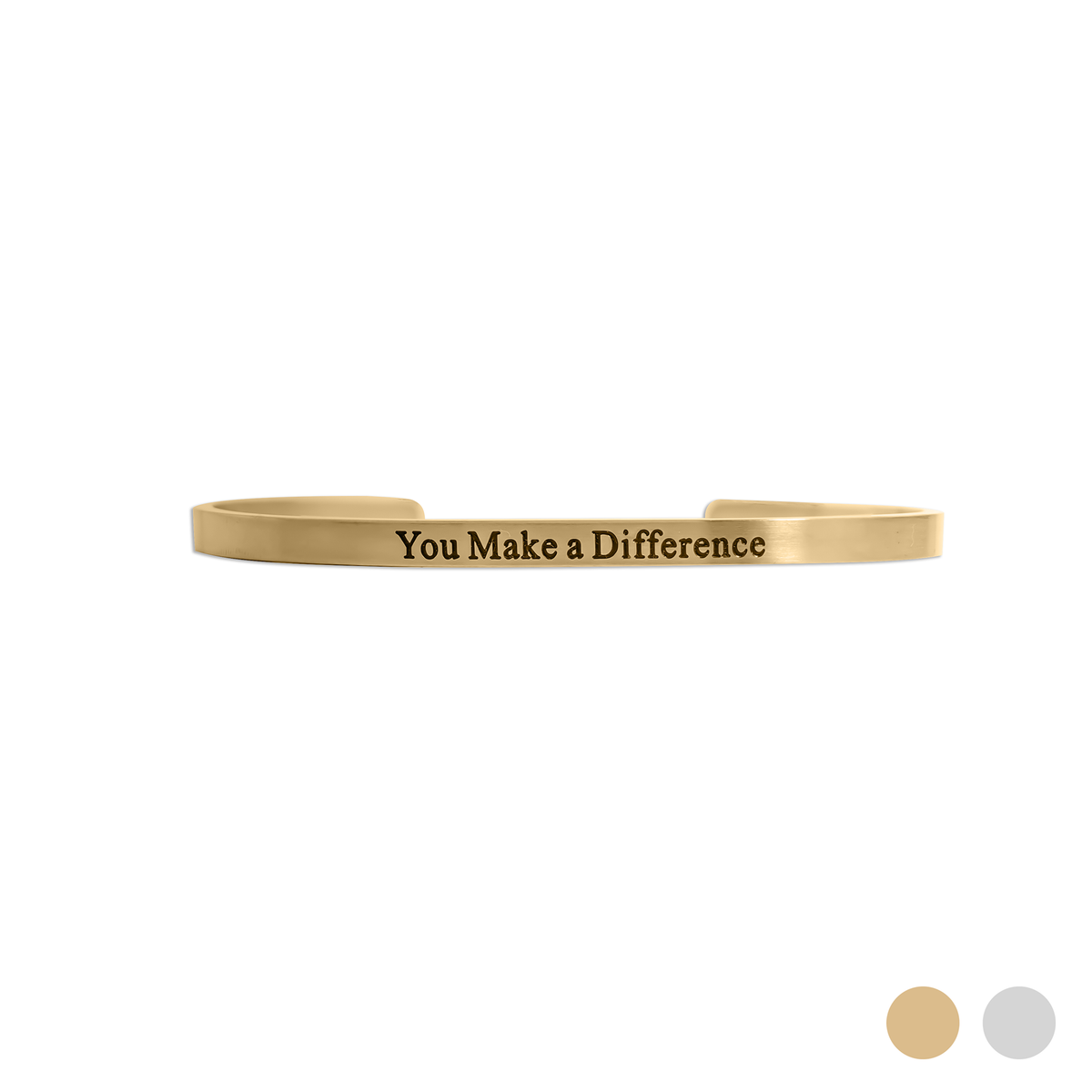 18K Gold PVD You Make a Difference Engraved Bangle Bracelet: Gold WJW