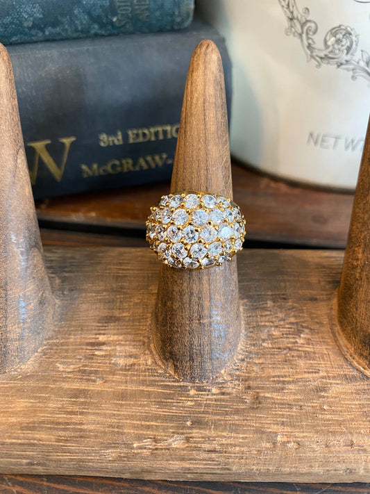 Vintage Gold Plated Sterling with Rhinestones Ring