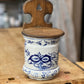 German Blue Onion Salt Box with Lid Orlando Estate Auction
