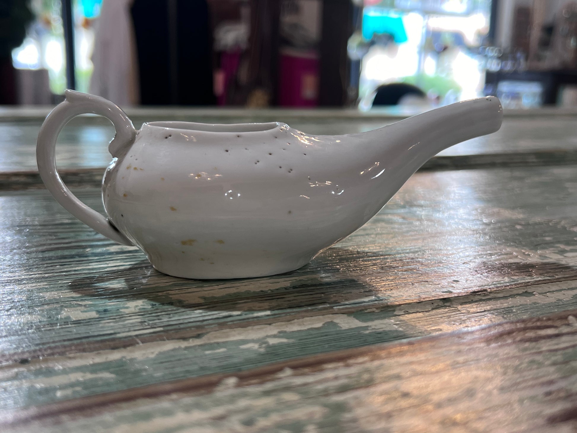 Antique Baby Invalid Feeder Cup Ironstone Pottery Air Holes