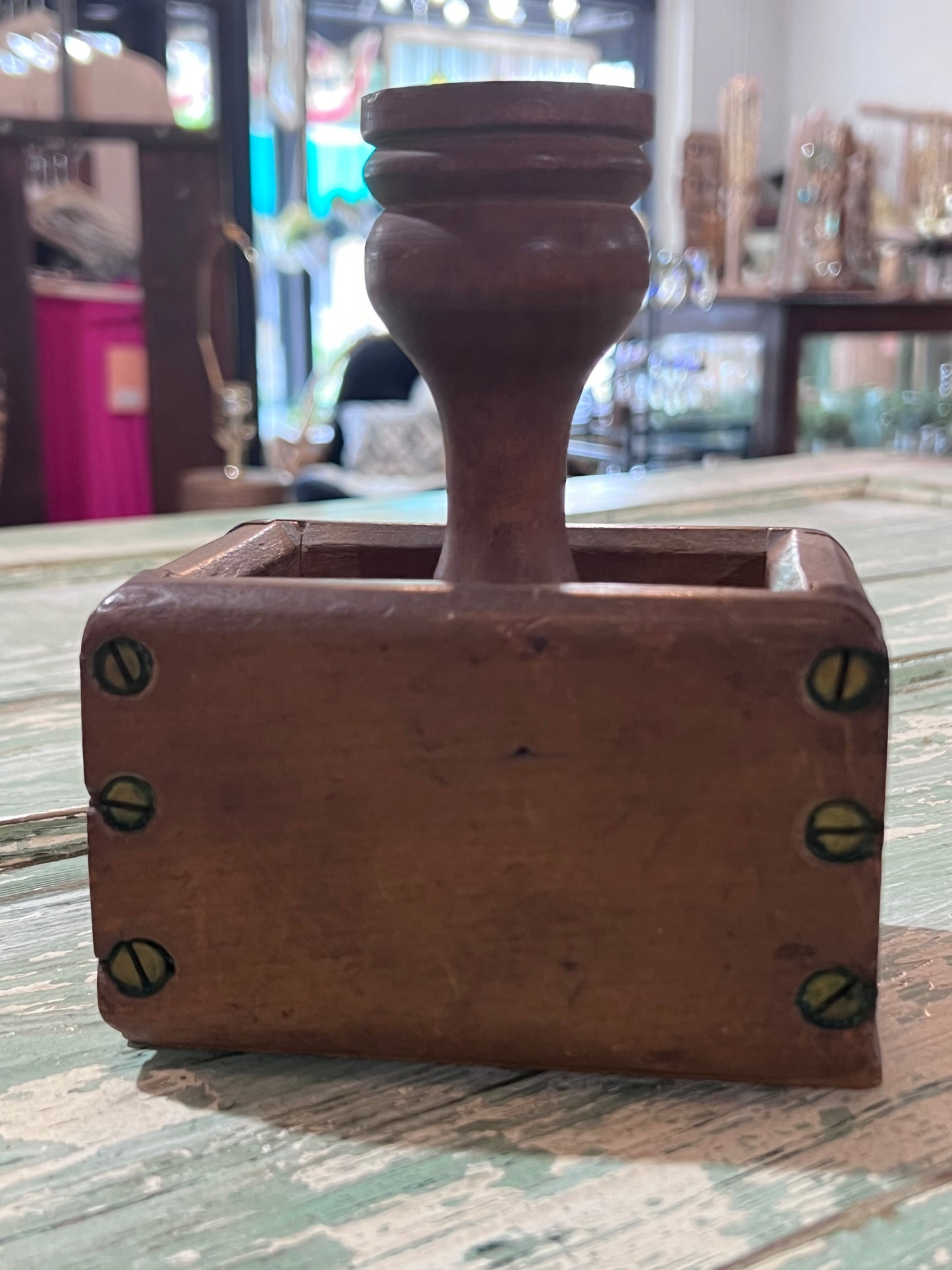 Antique Dual Wheat Bushell Butter Mold with Scraper