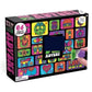 The 'The Advent of the Emoji Book' box, featuring a colorful grid of emoji faces and icons on a black background. A hand is shown holding a small purple emoji card next to the box opening.