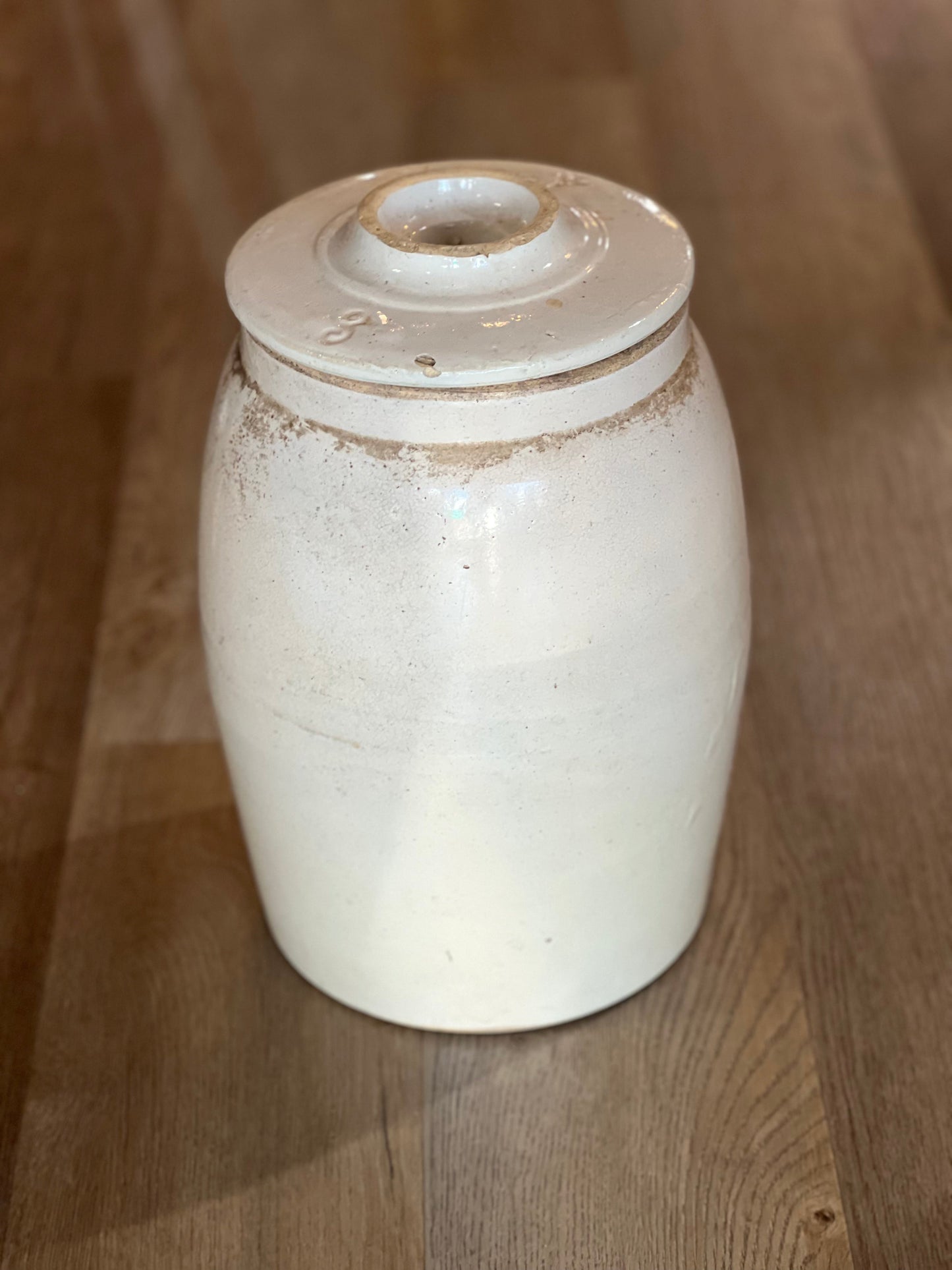 Antique Salt-Glazed Stoneware Butter Churn Crock