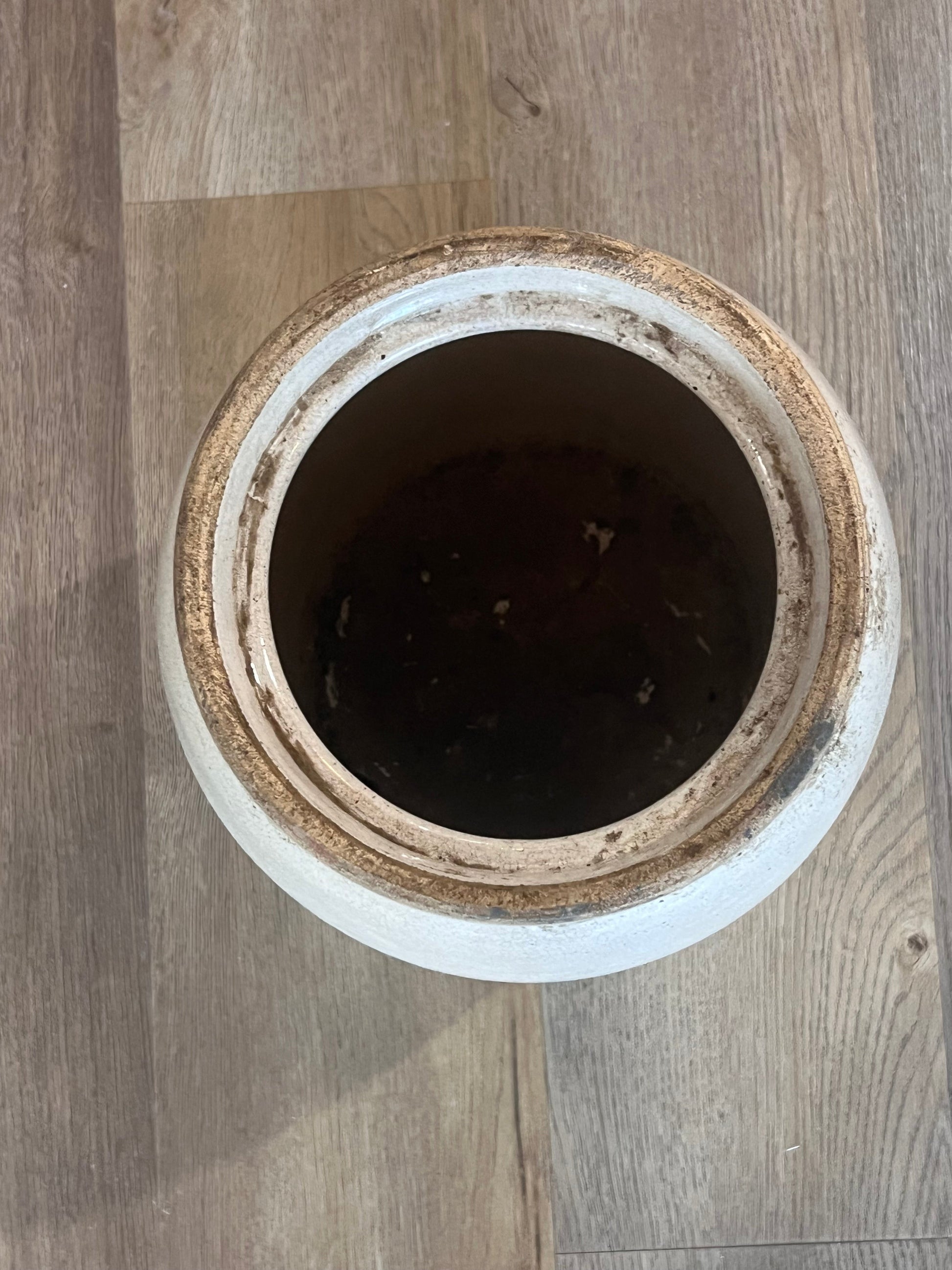Antique Salt-Glazed Stoneware Butter Churn Crock