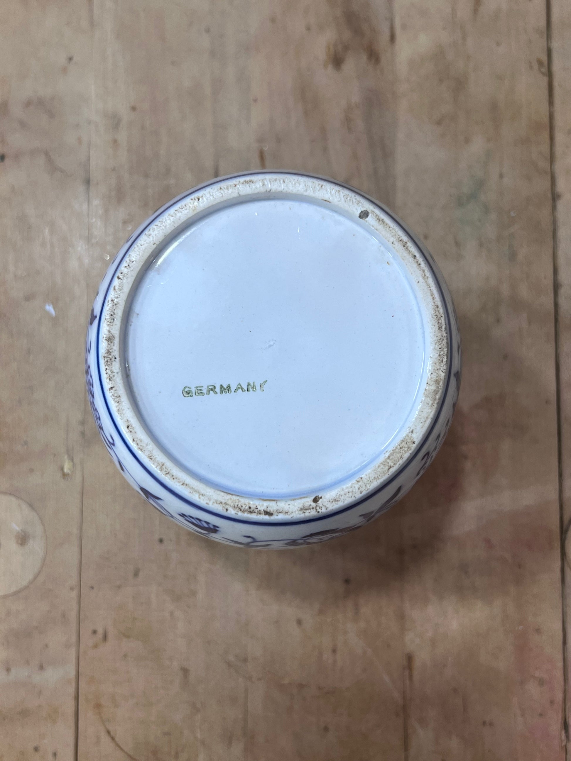 European Blue Floral Ceramic Tapioca Storage Jar Orlando Estate Auction