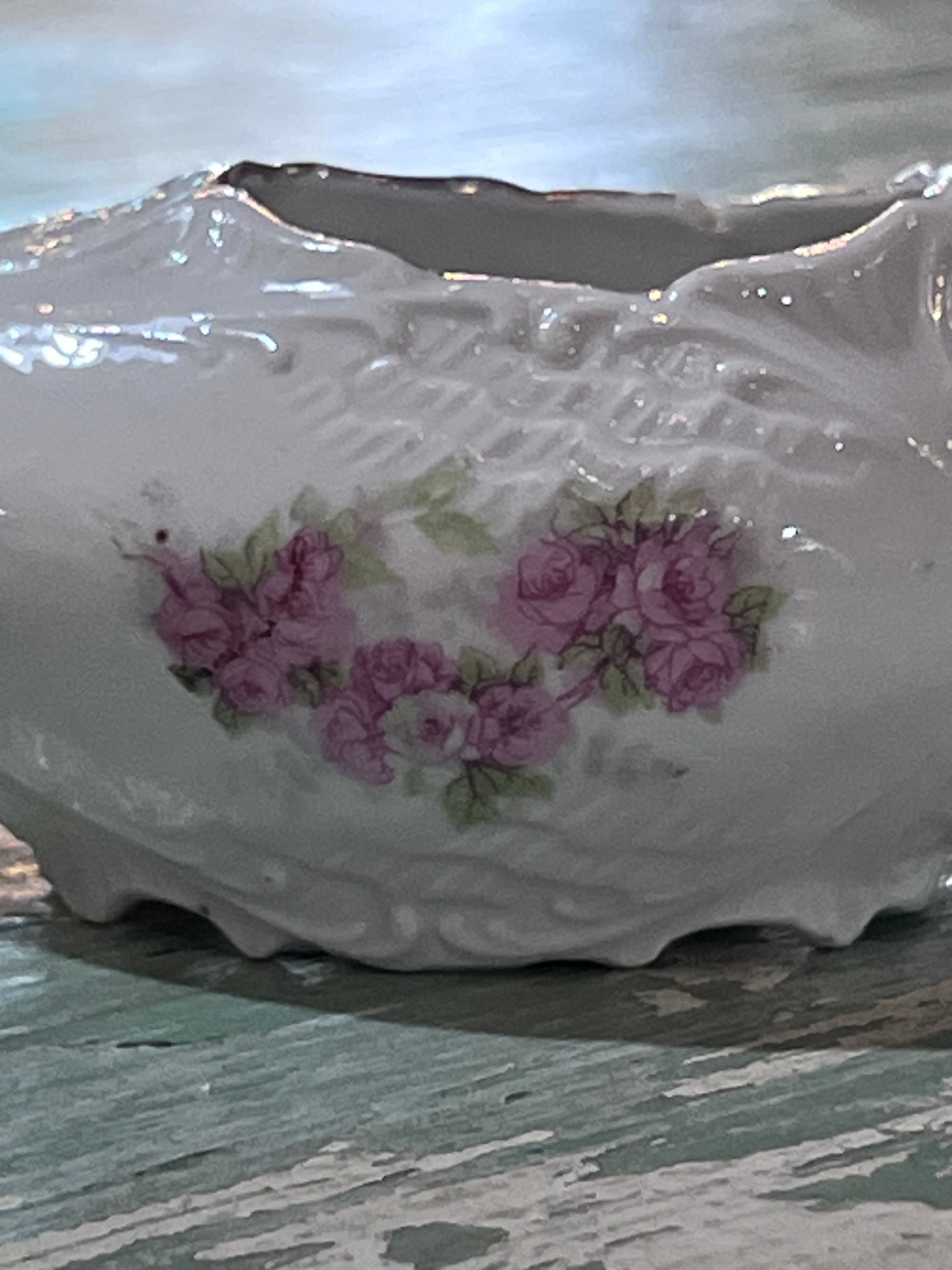 Antique Baby Invalid Feeder Cup Pink Green Gold Porcelain 195/7528B