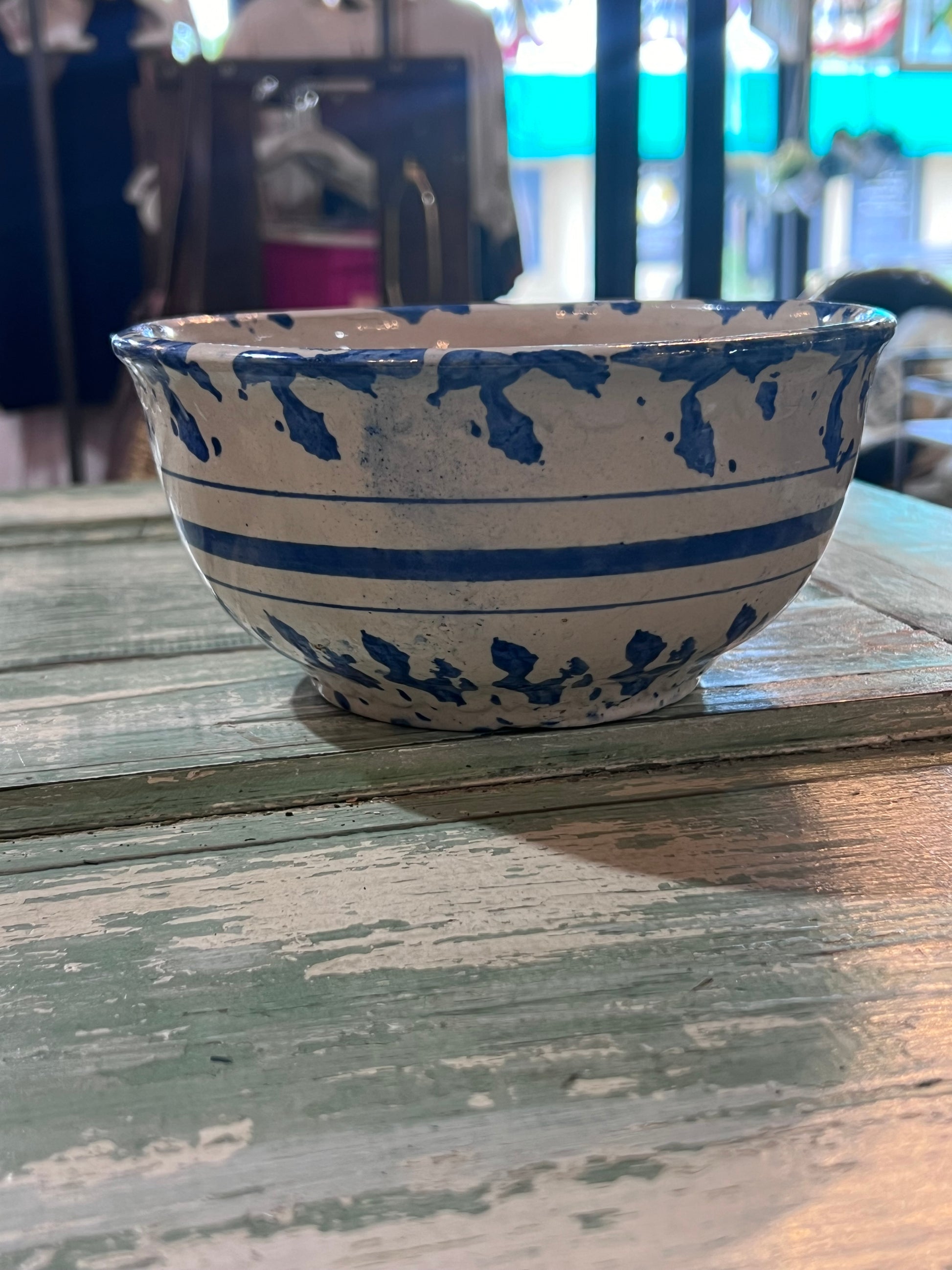 Antique Sponge ware Batter Bowl