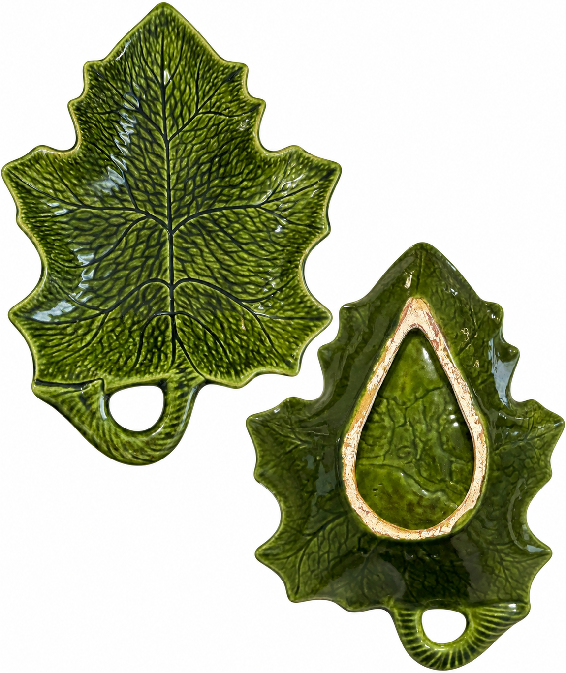 Vintage Green Majolica-Style Leaf Serving Platter / Centerpiece The Mustard Seed Collection, The Seed