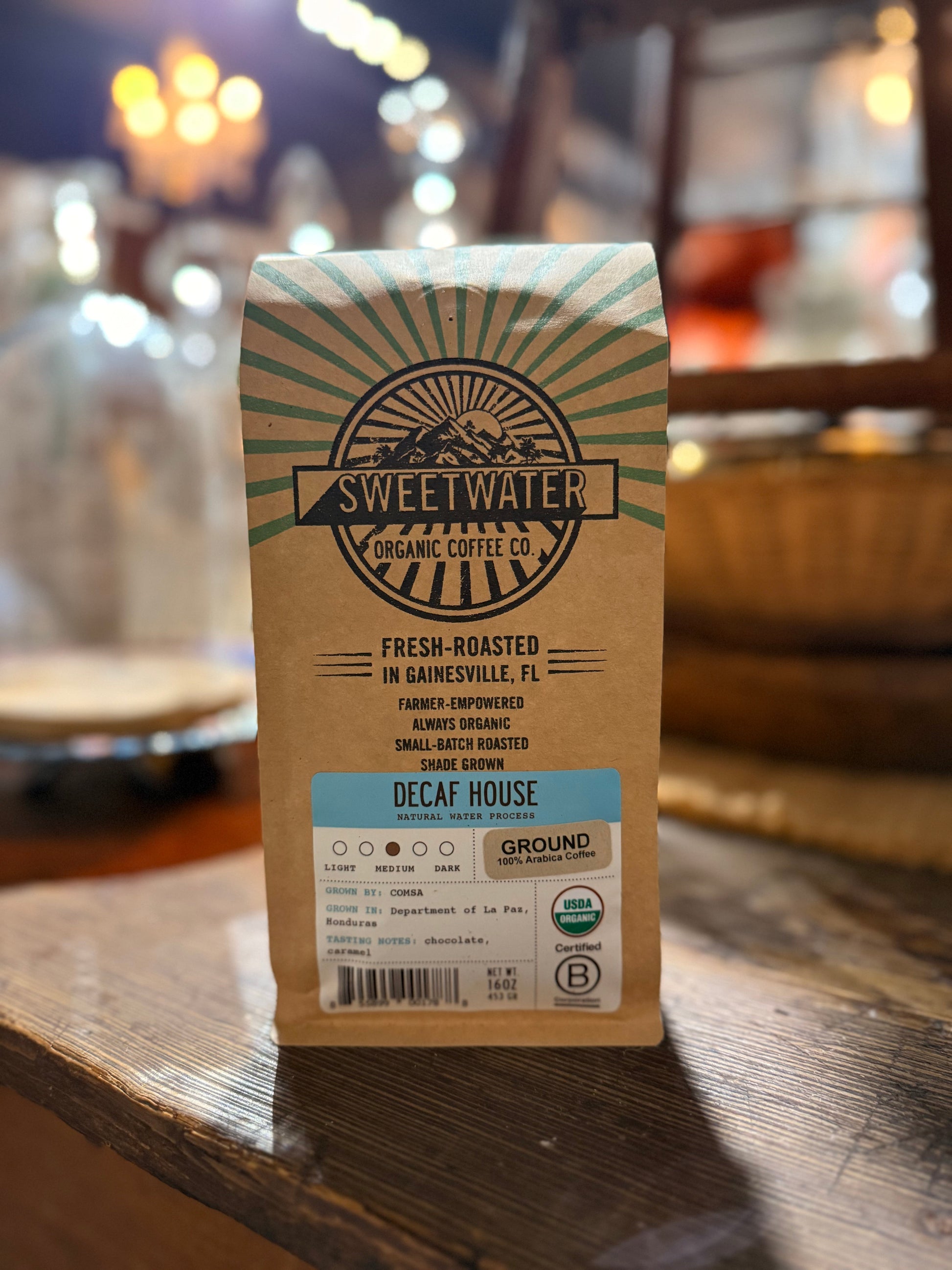 Decaf House Full City Roast FTO Coffee - 1 lb. Ground Drip