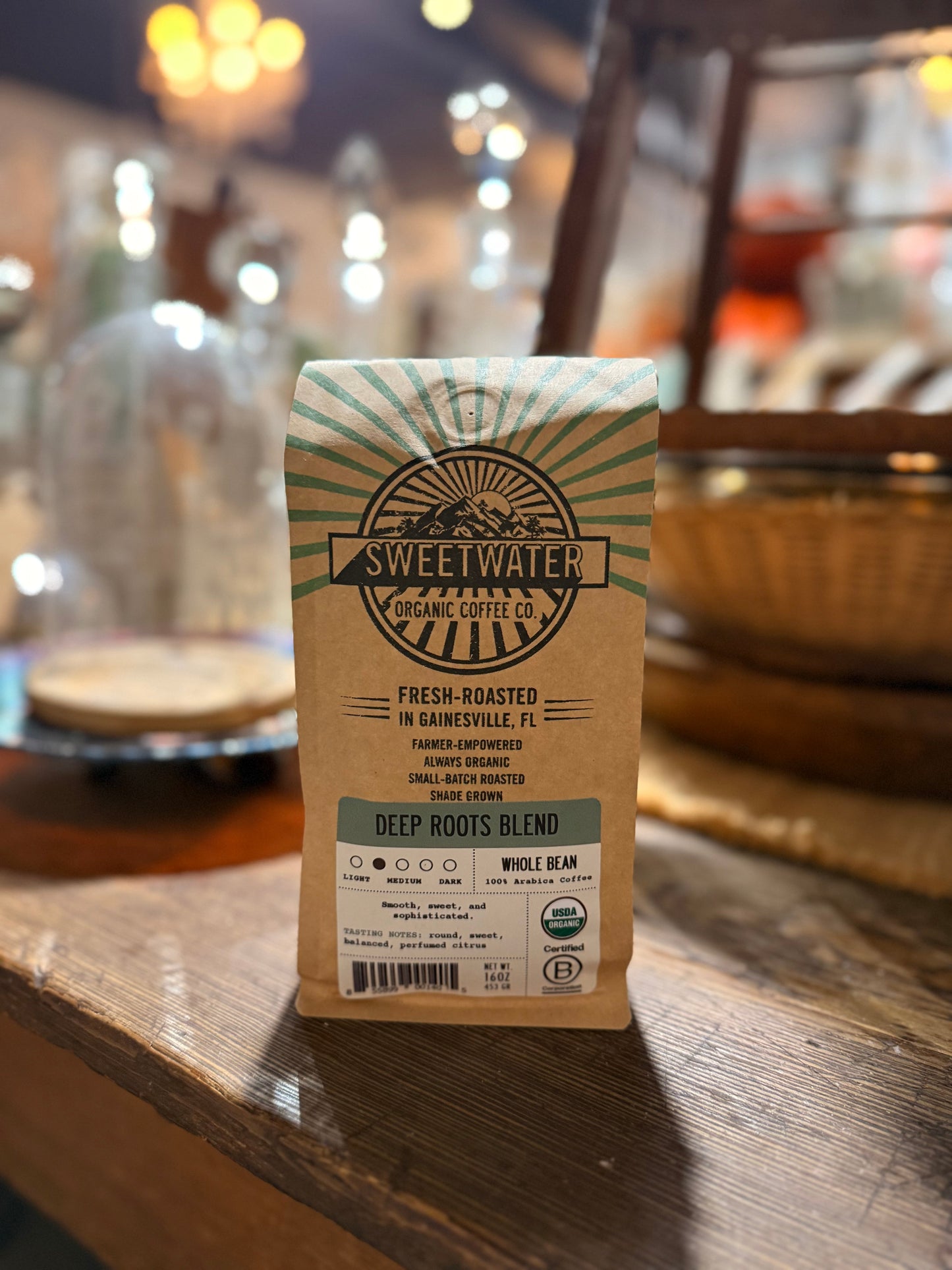 Deep Roots Full City Roast FTO Coffee - 1 lb. Whole Bean