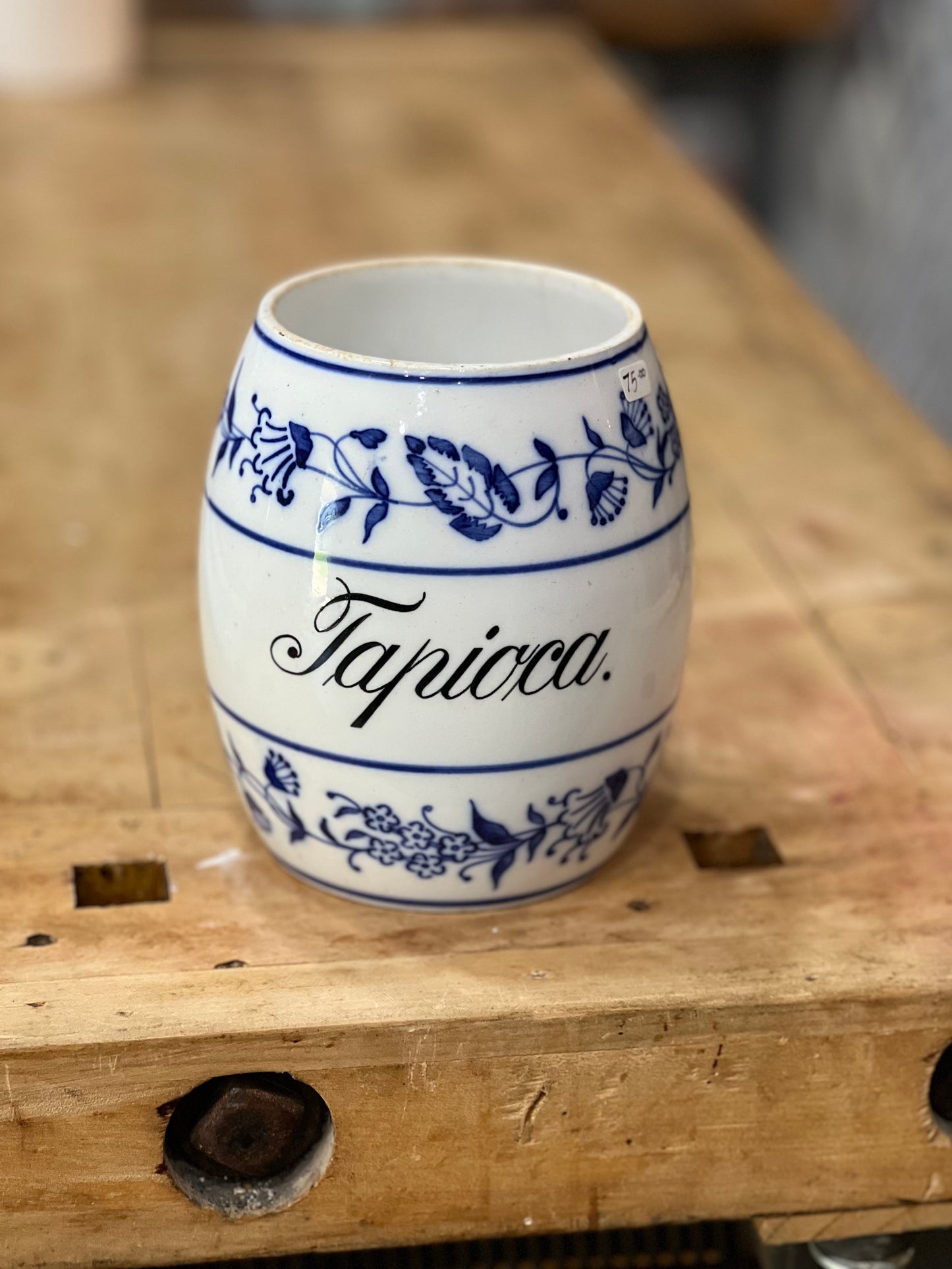 European Blue Floral Ceramic Tapioca Storage Jar Orlando Estate Auction