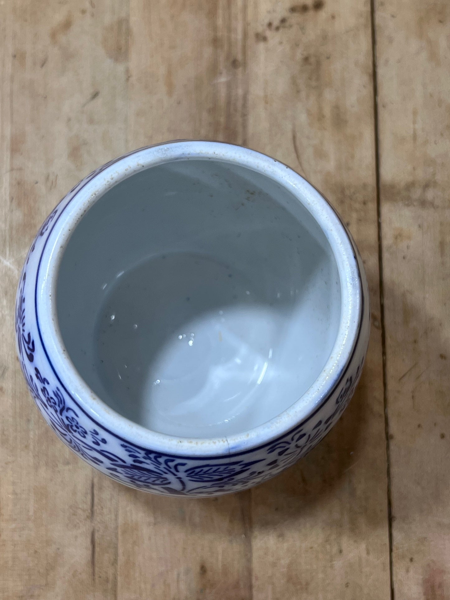 European Blue Floral Ceramic Barley Storage Jar Orlando Estate Auction