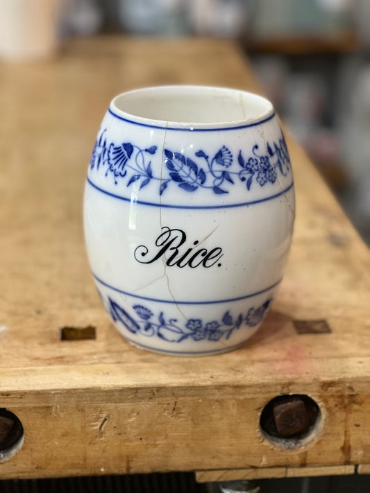European Blue Floral Ceramic Rice Storage Jar Orlando Estate Auction
