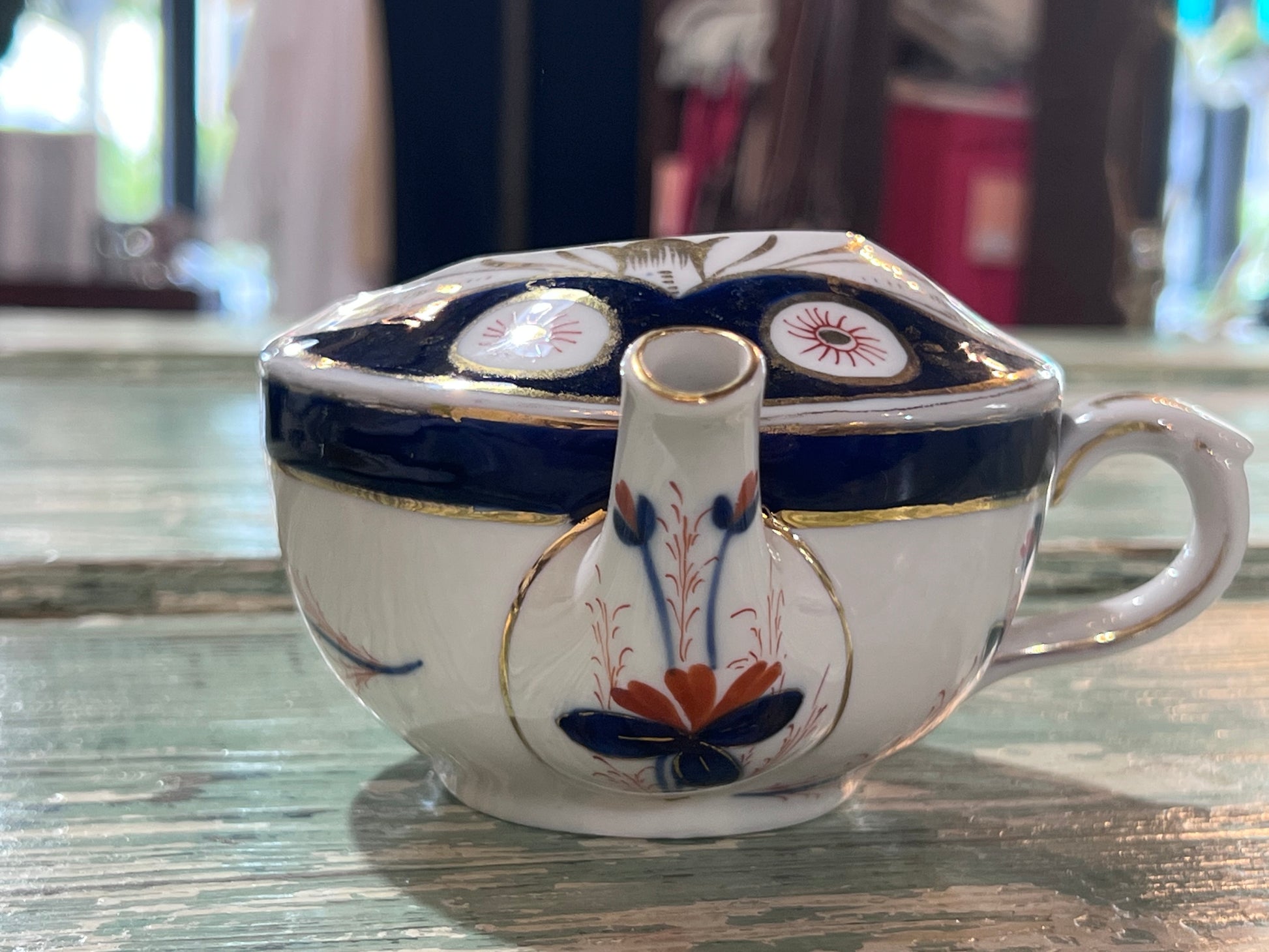 Antique Baby Invalid Feeder Cup Floral Porcelain