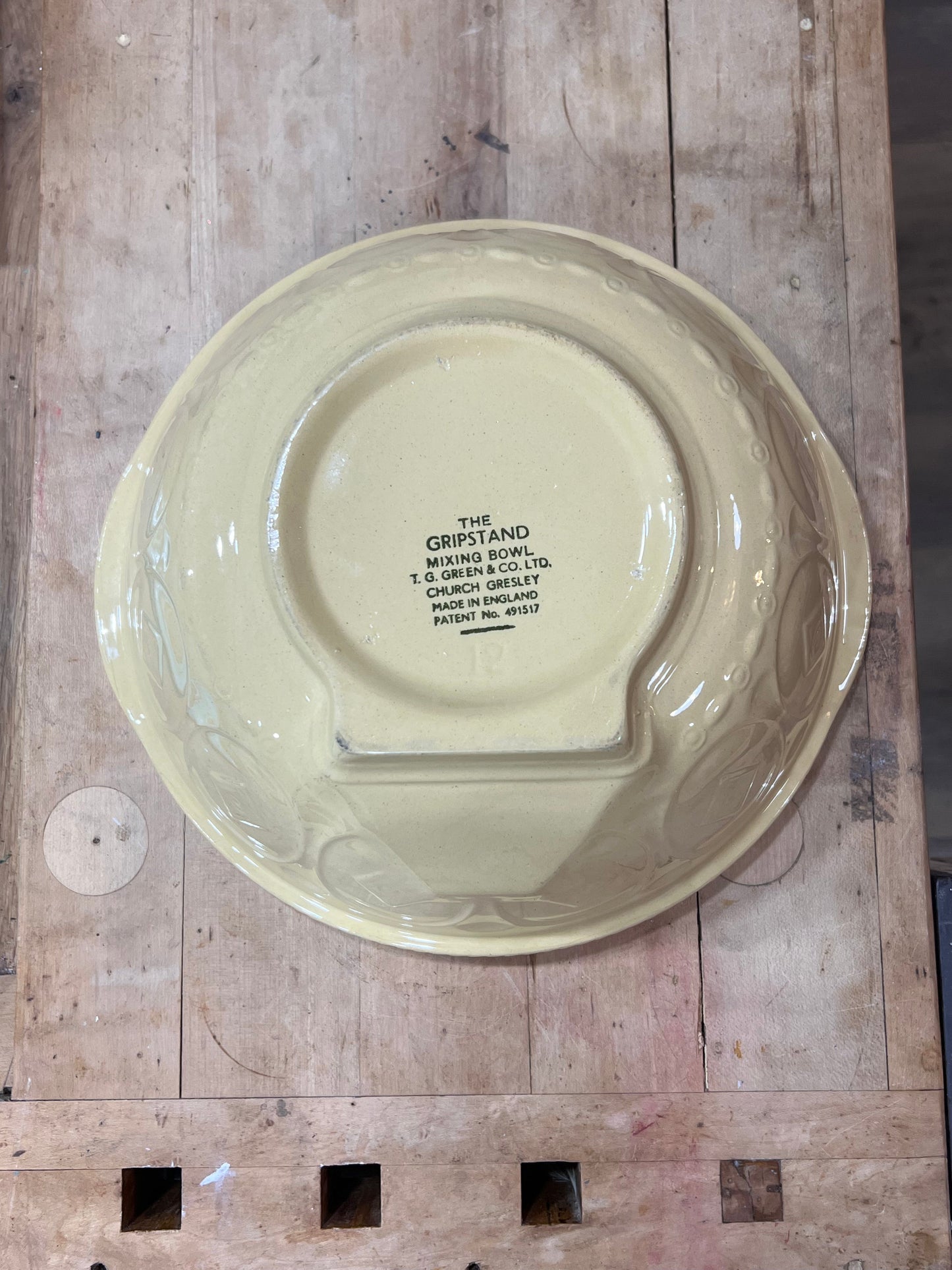 Antique T.G. Green Church Gresley Yellowware "Gripstand" Mixing Bowl The Mustard Seed Collection, The Seed