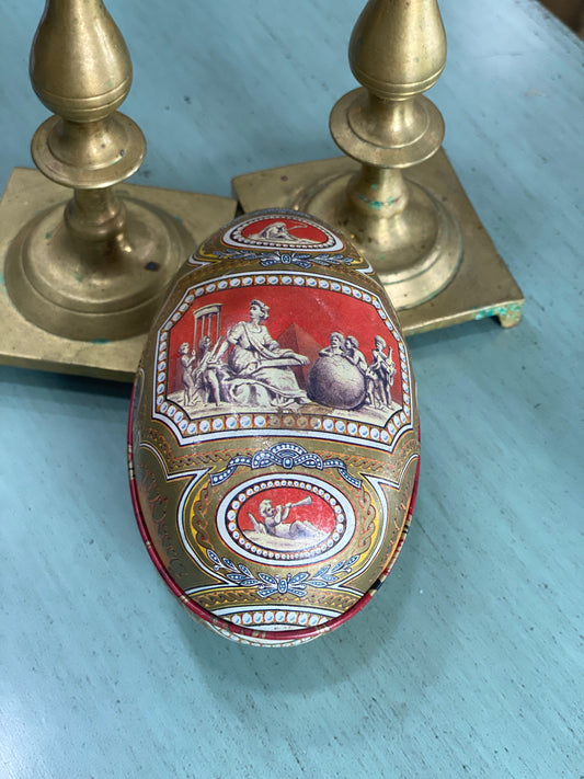 Vintage Lithograph Candy Tin Egg