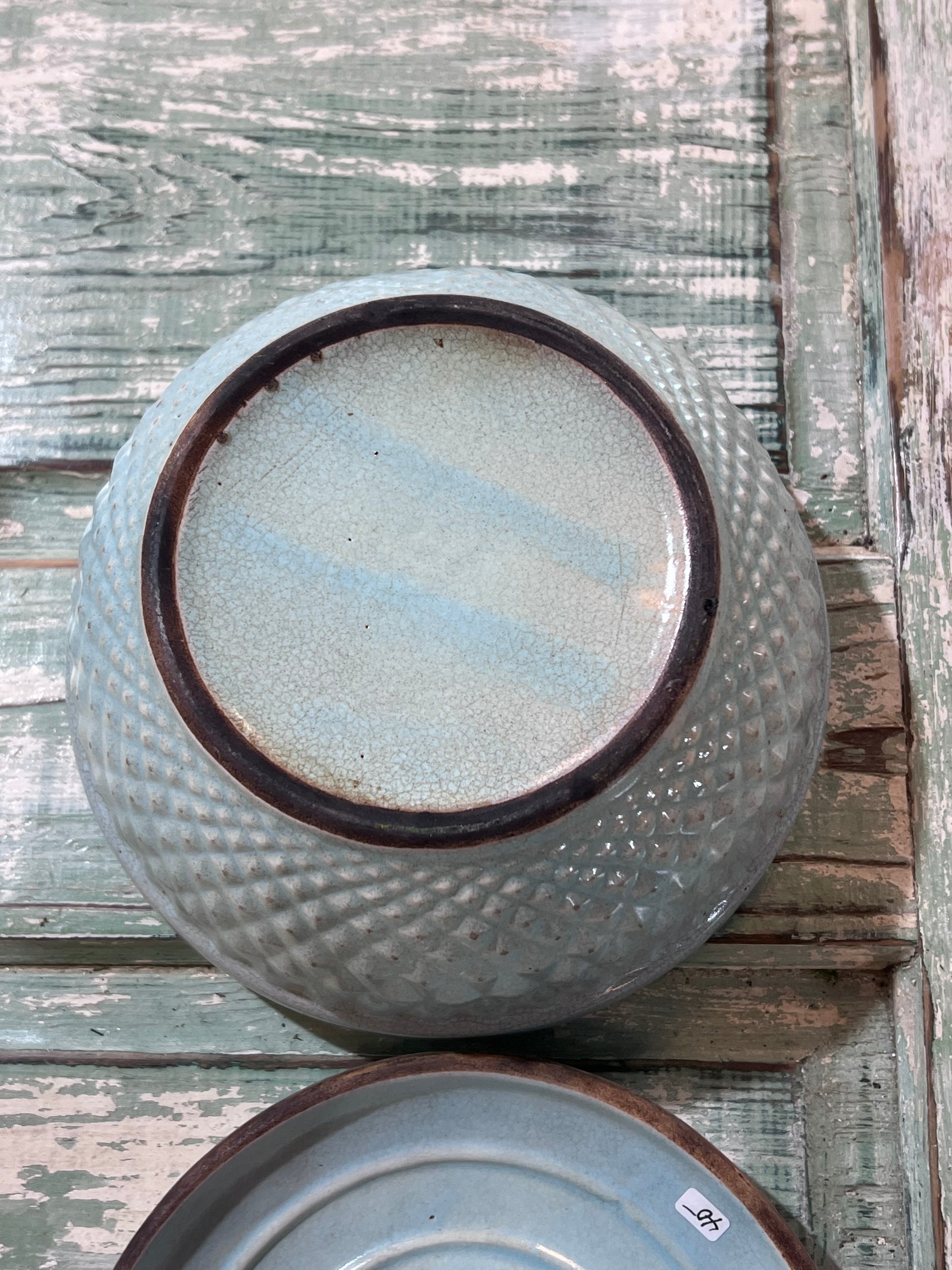Vintage Hull Sea Foam Green Casserole Dish w Diamond Quilt Pattern