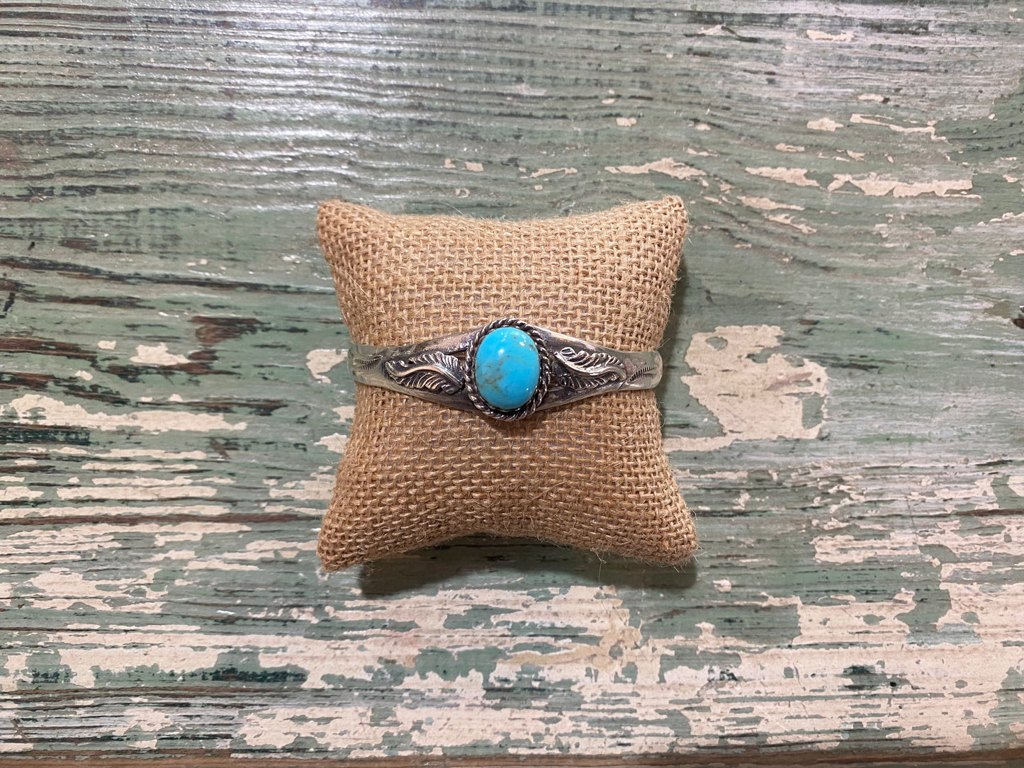 Vintage Sterling Turquoise Cuff Native Handmade