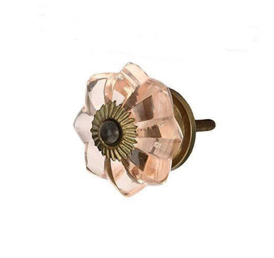 Peach Cut Glass Knob
