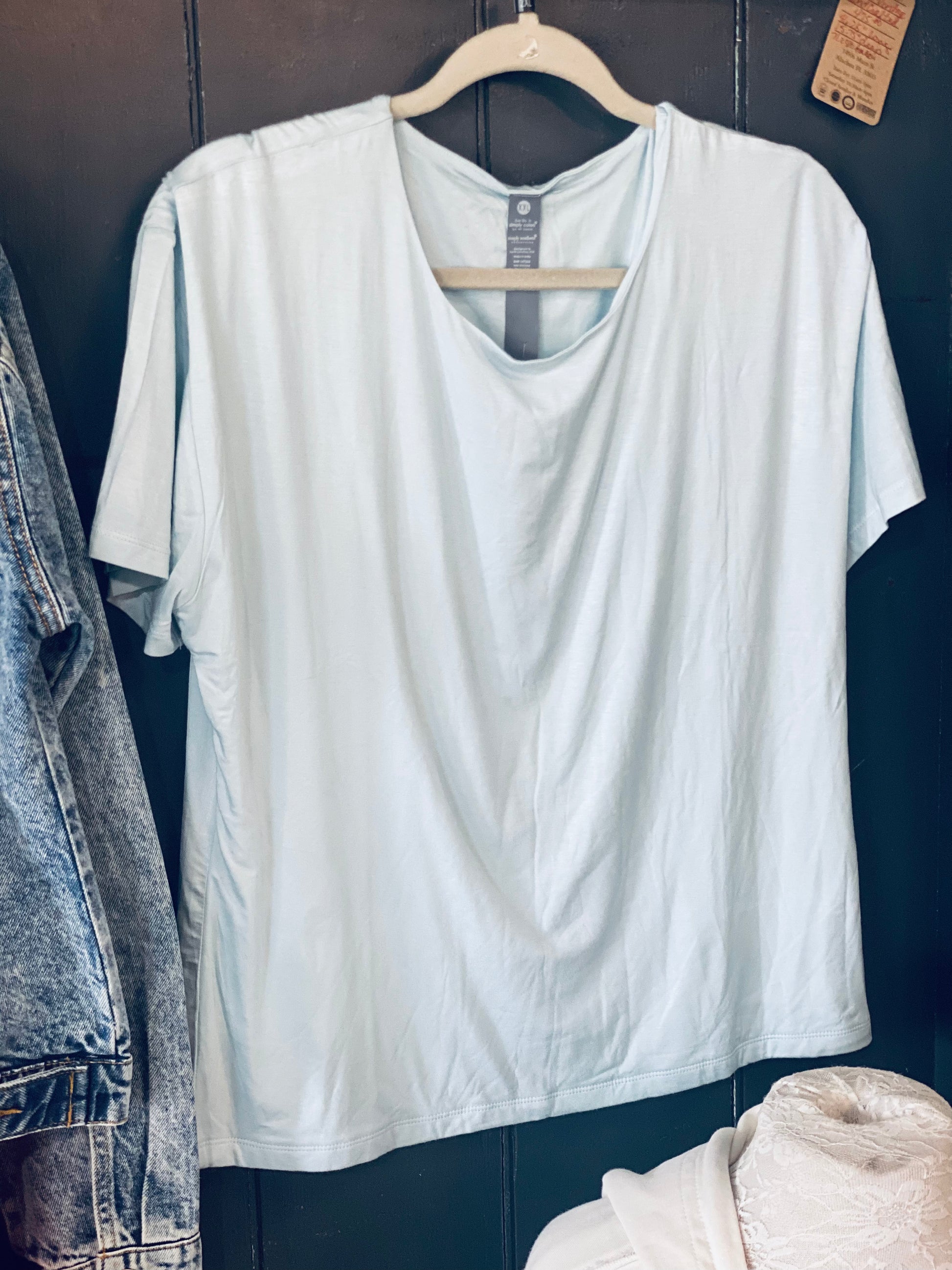 Double Layered Arctic Blue Knit Tee