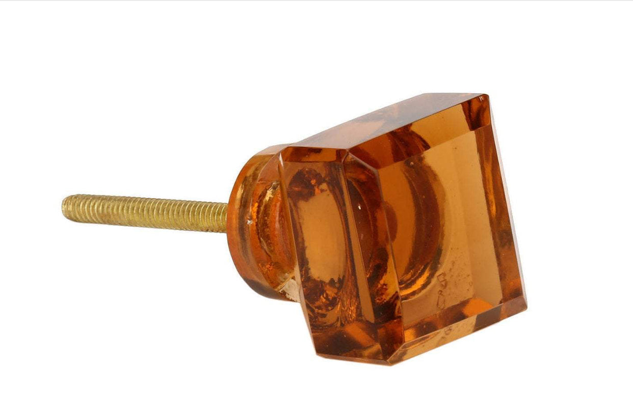 Square Amber Glass Knob