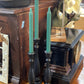 Set of 3 Wooden Chippy Black Candlesticks