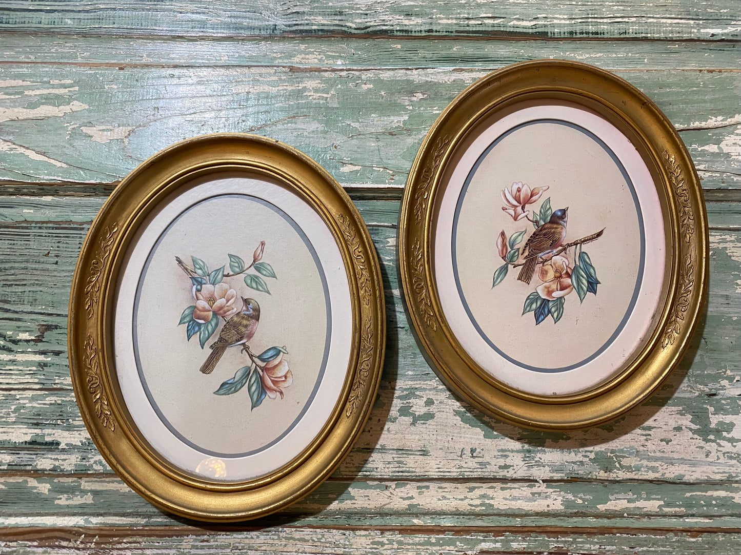 Vintage Homco Oval Framed Birds
