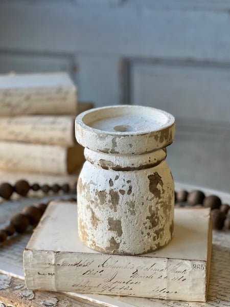 Whitwell Pillar Candle Holder or Stem/Pick/Spray Holder  6" White Chippy Lancaster & Vintage